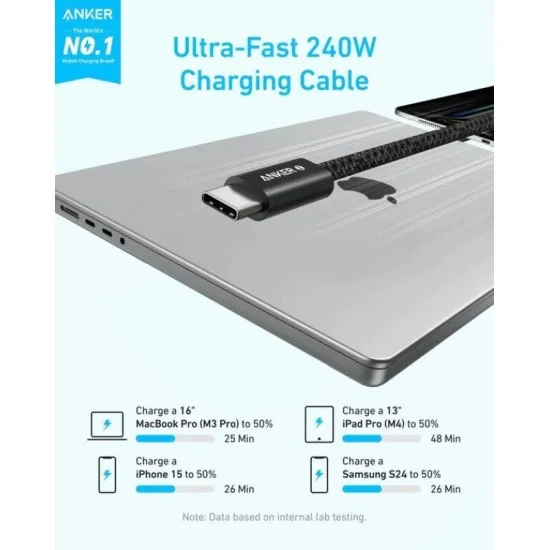 Anker Charging Cable - 240 Watts - Black